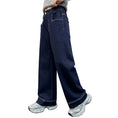 Load image into Gallery viewer, Girls Primary Color Topstitch Basic Denim Wide Leg Pants
