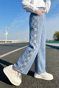 Load image into Gallery viewer, Girl's Plaidside Wide Leg Denim Trousers
