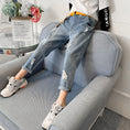 Load image into Gallery viewer, Girl's Blue Stylish Hole Denim Jeans
