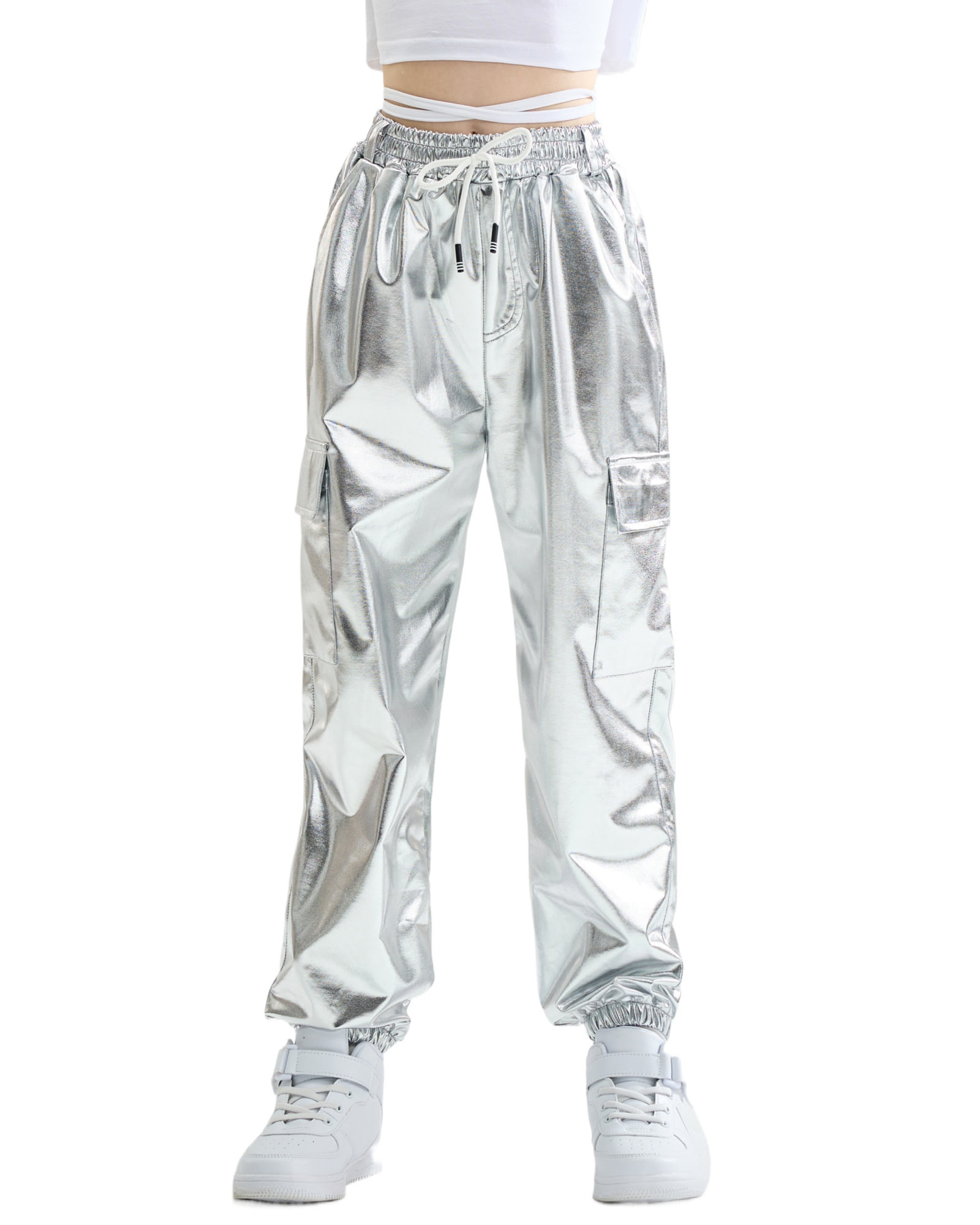 Girls Hip Hop Dance Cotton Cargo Jogger Pants for Kids