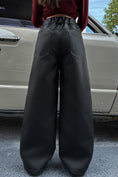 Load image into Gallery viewer, Girls Faux Leather Pants Straight Wide Leg Streetwear Trousers with Pockets
