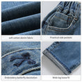 Load image into Gallery viewer, Girls Blue Side Bow Wide-Leg Jeans
