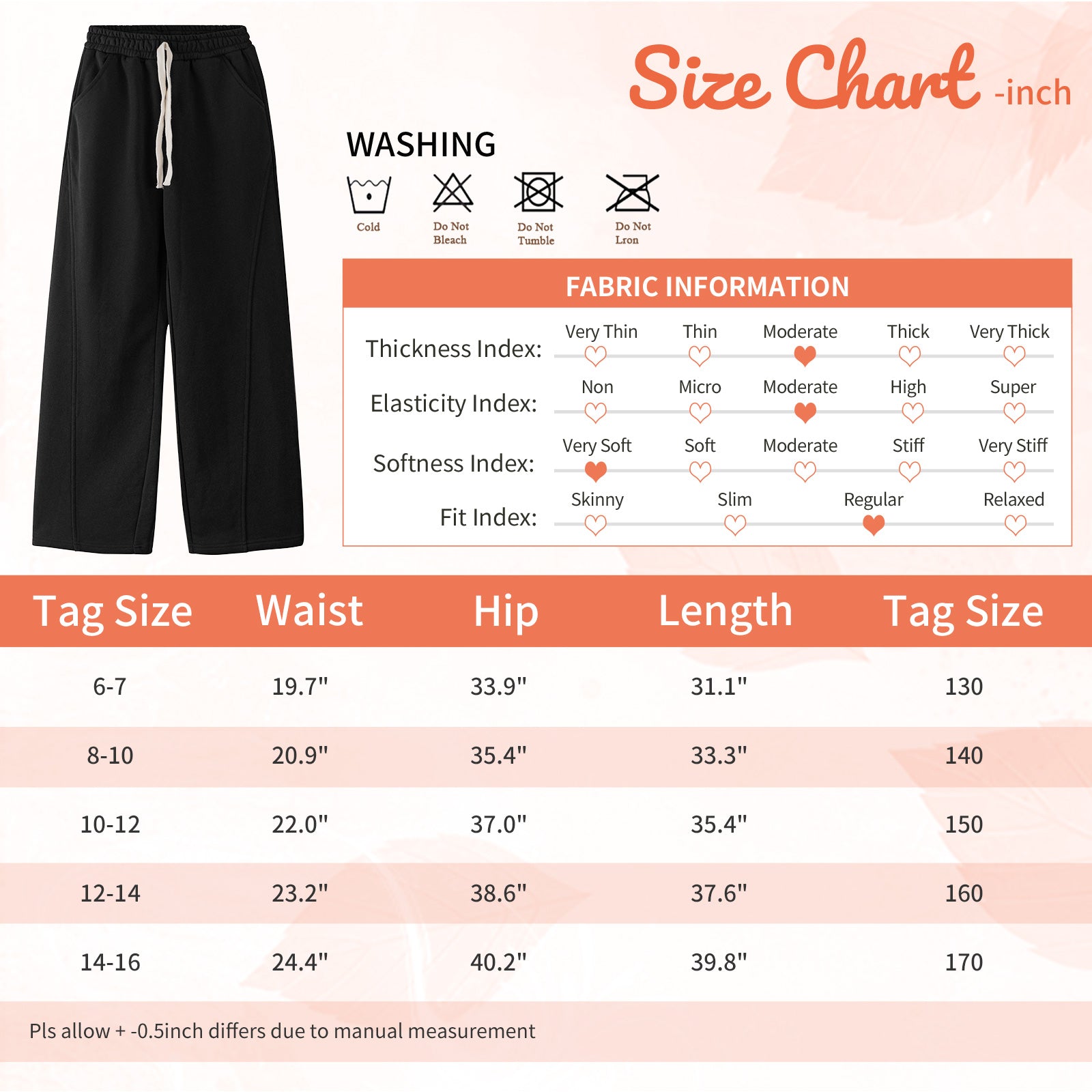 Girls Wide Leg Straight Sweatpants with Pockets