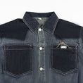 Load image into Gallery viewer, Girls Navy Blue Block Spliced Denim Jacket
