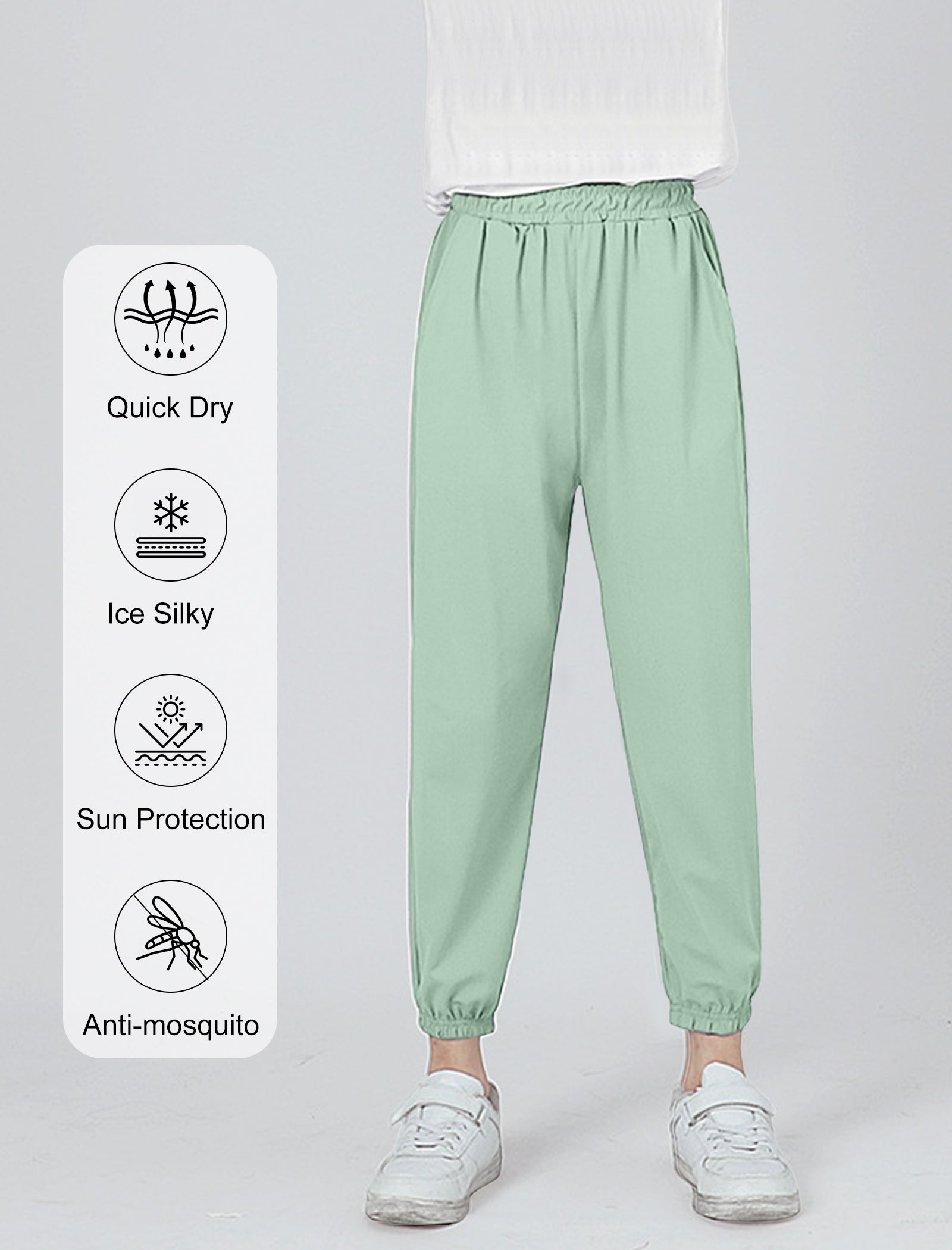 Rolanko Joggers with Pockets Quick Dry Silky Kids Sweatpants Lightweight Athletic Pants