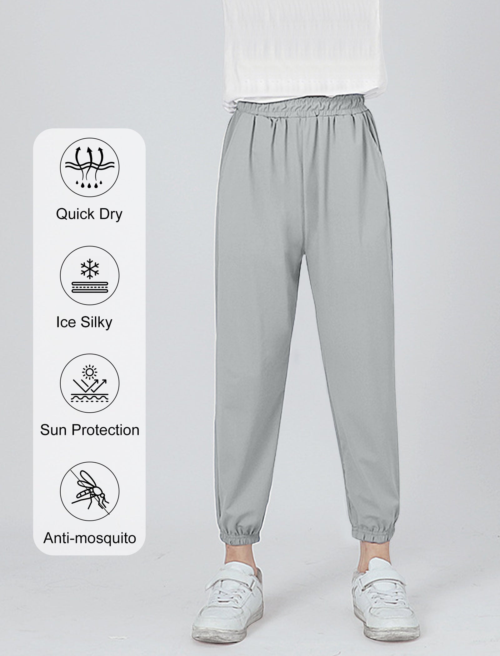 Rolanko Joggers with Pockets Quick Dry Silky Kids Sweatpants Lightweight Athletic Pants