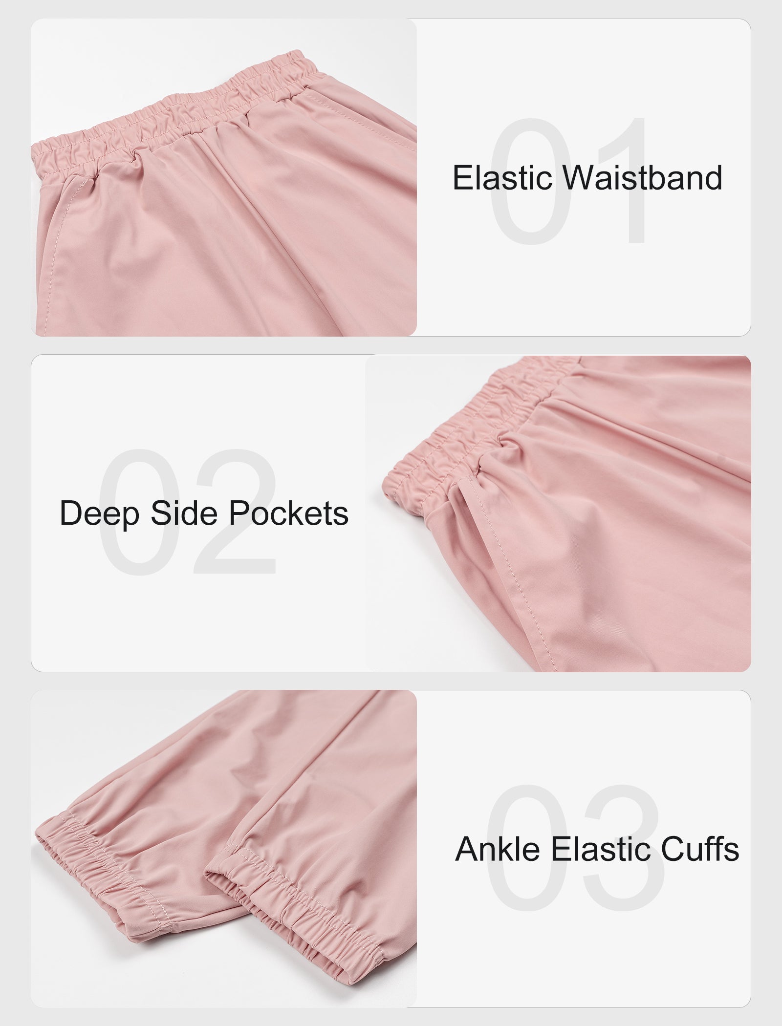 Rolanko Joggers with Pockets Quick Dry Silky Kids Sweatpants Lightweight Athletic Pants