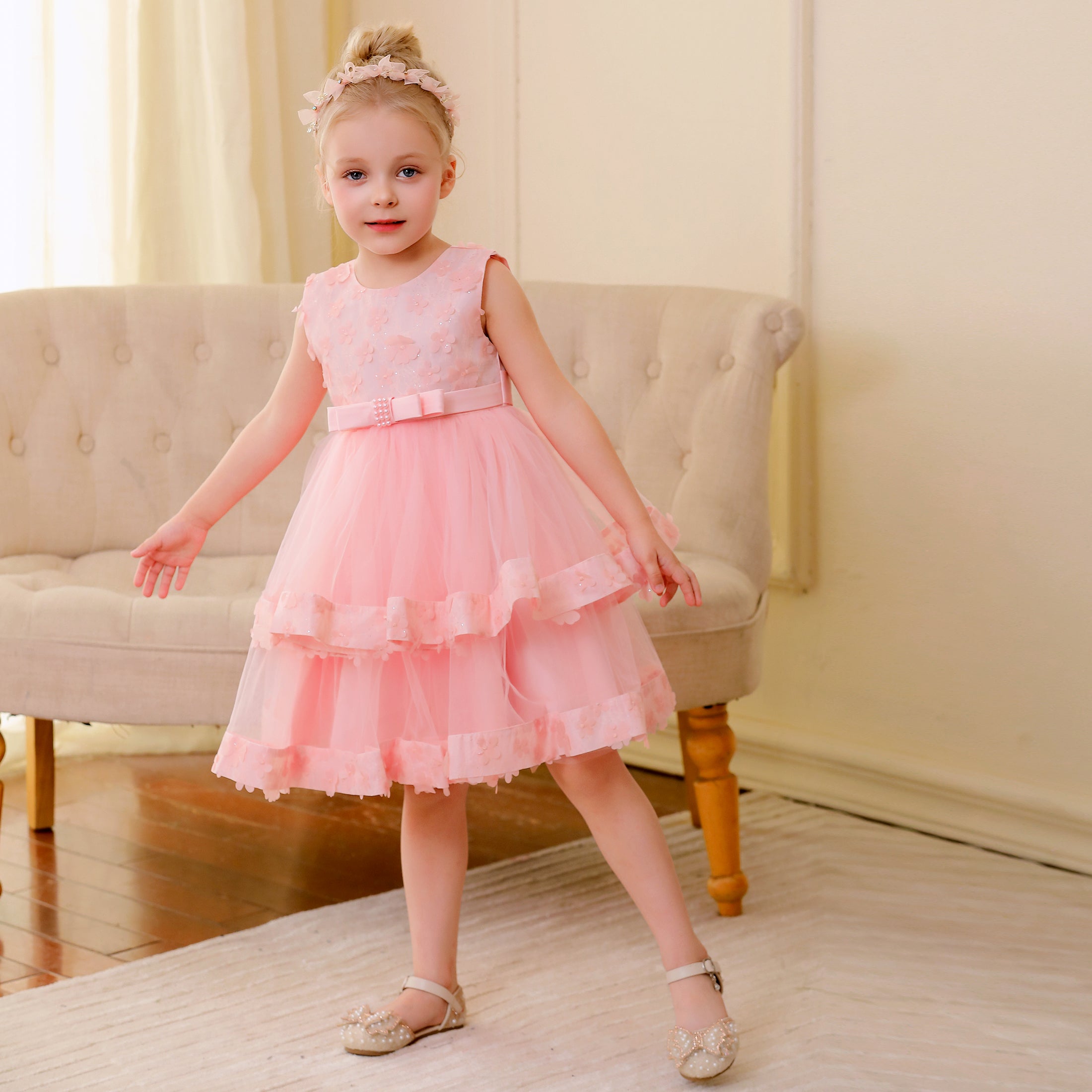 Girls Little Flower Gown Princess Dress