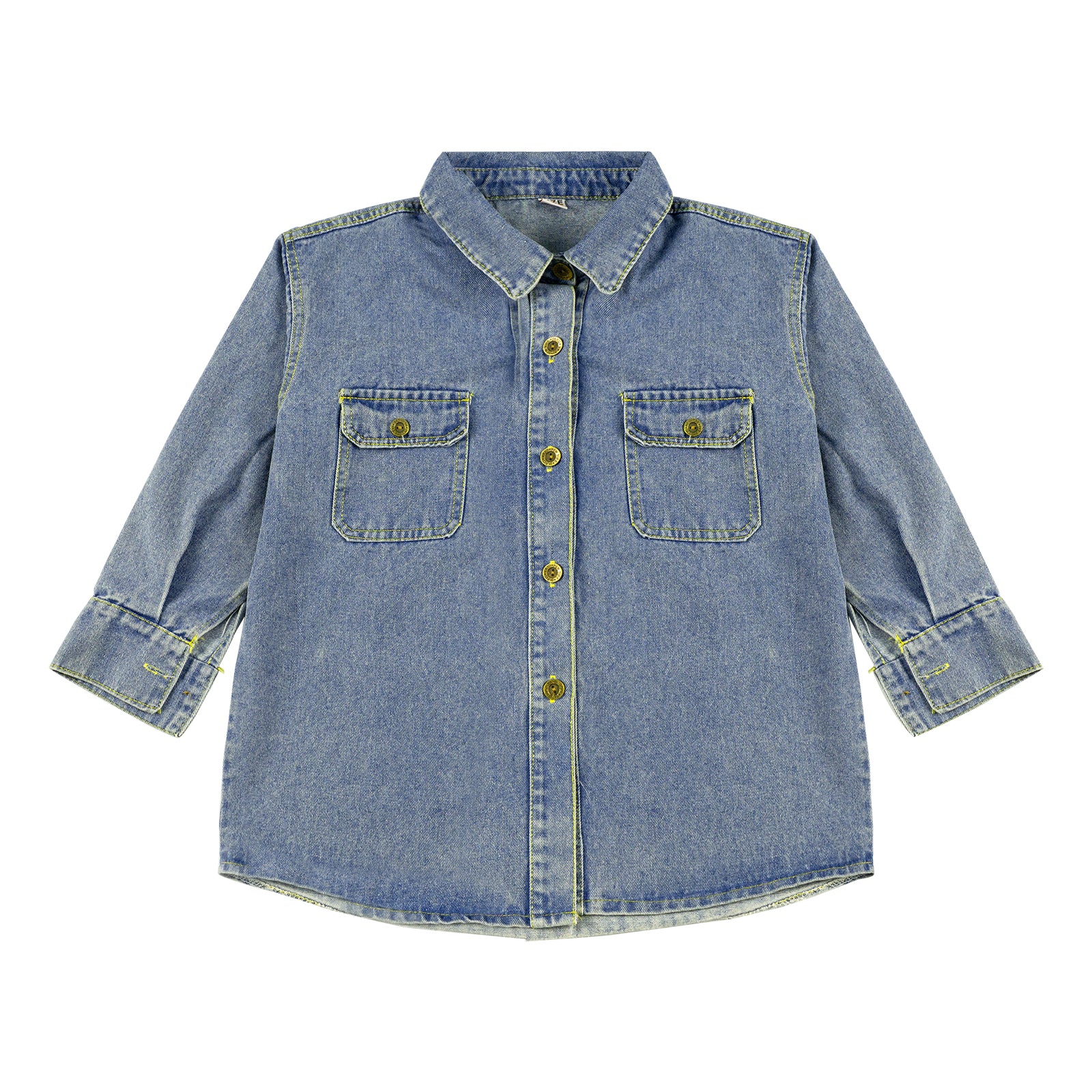 Girls Oversized Fall Denim Shirt with Pockets