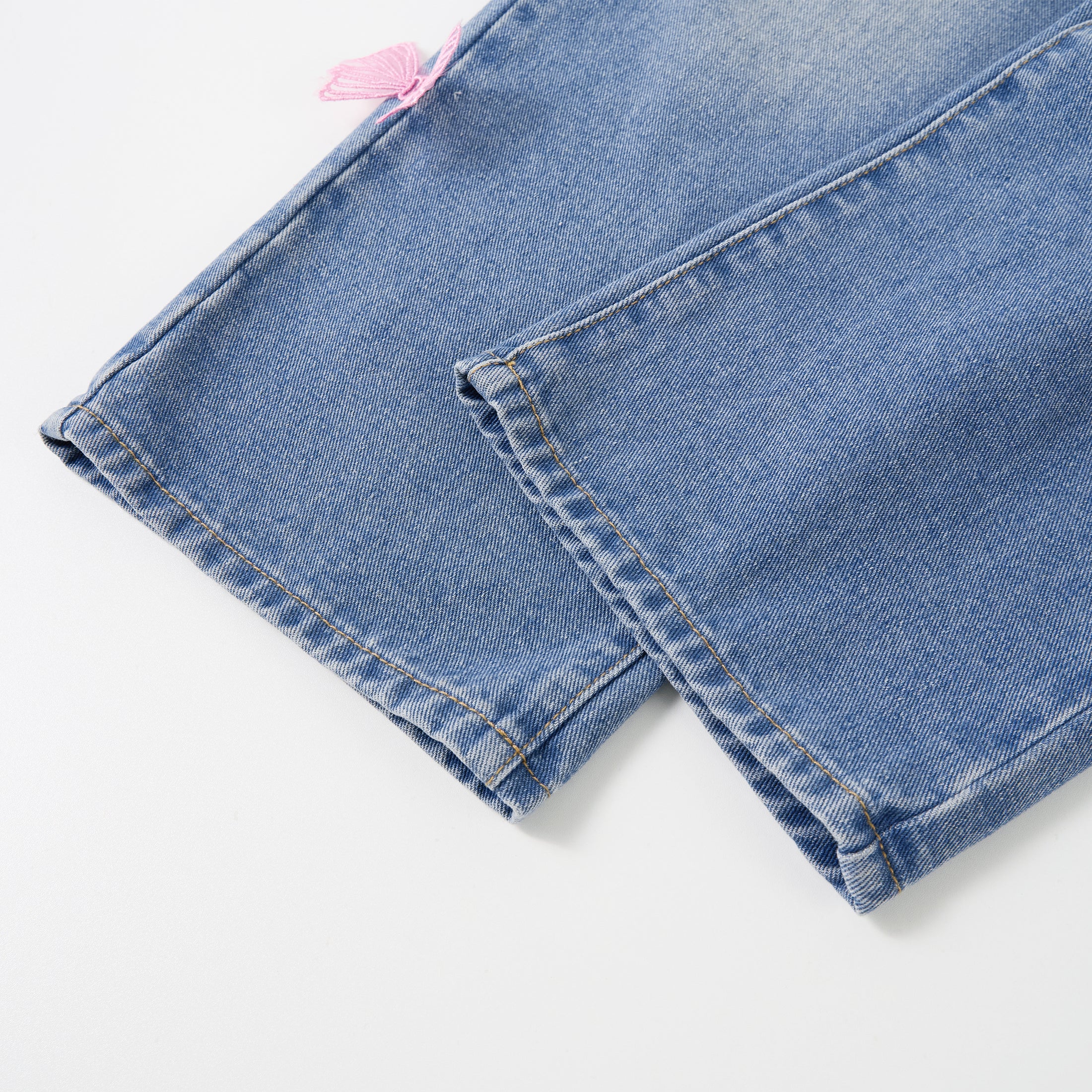 Side Pink Bow Wide Leg Jeans