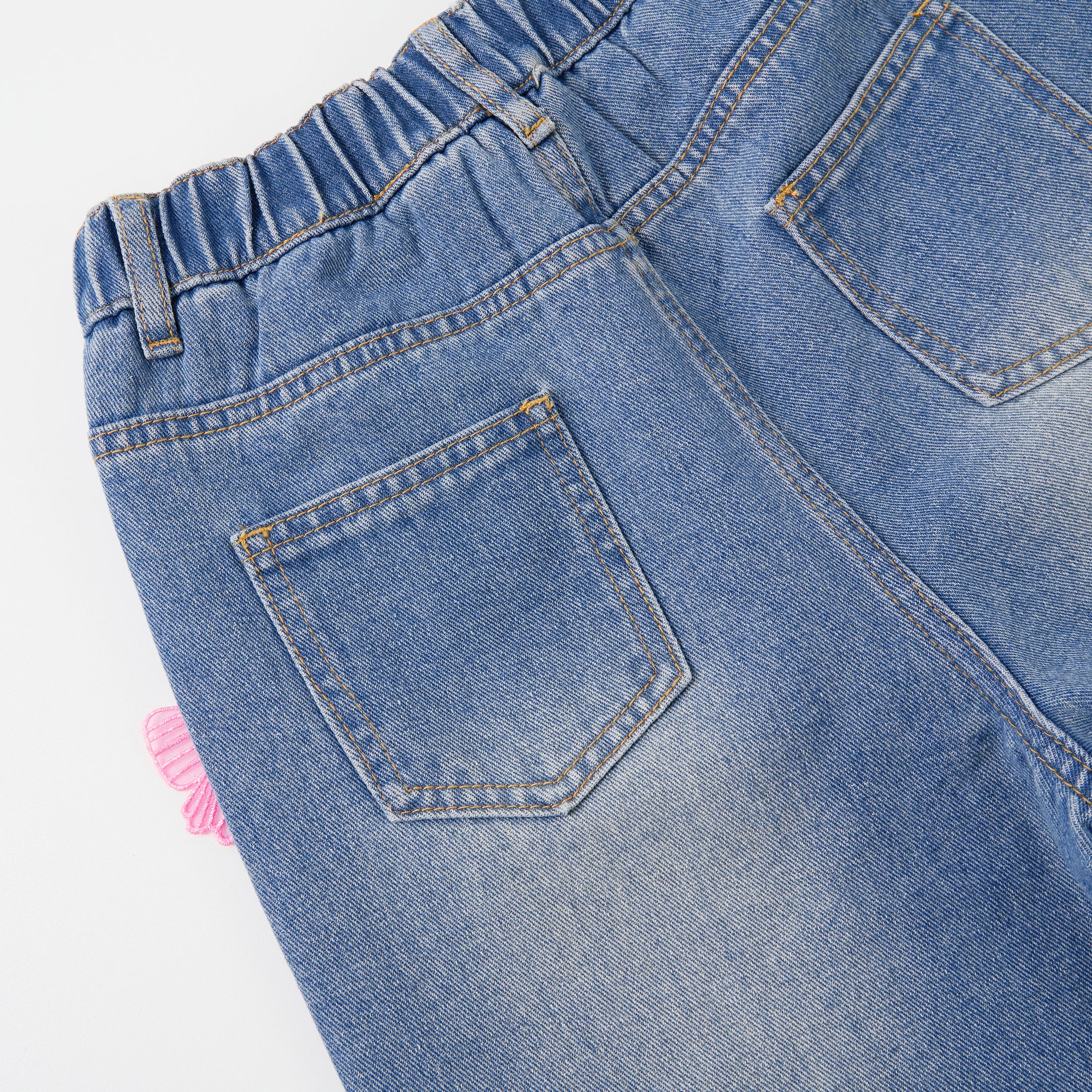 Side Pink Bow Wide Leg Jeans