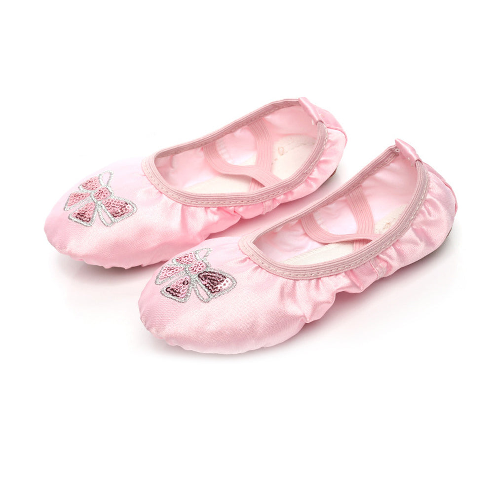 Girls Ballet Flat Shoes Dance Shoes Soft Full Split Sole Pink Bow Ballet Shoes for Kids Girls