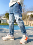 Load image into Gallery viewer, Boys' Blue Alphabet Print Jeans
