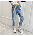 Load image into Gallery viewer, Girl's Blue Stylish Hole Denim Jeans
