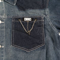 Load image into Gallery viewer, Girls Navy Blue Block Spliced Denim Jacket
