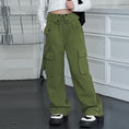 Load image into Gallery viewer, Girls Baggy Cargo High Rise Waist with Multi Pockets Wide Leg Cargos Pants
