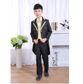 Load image into Gallery viewer, Rolanko 6 Piece Boys' Classic Tuxedo with Tail Formal Suits Wedding Ring Bearer Outfit Tailcoat Jacket, Vest, Pants, Shirt, Bowtie and Waistband
