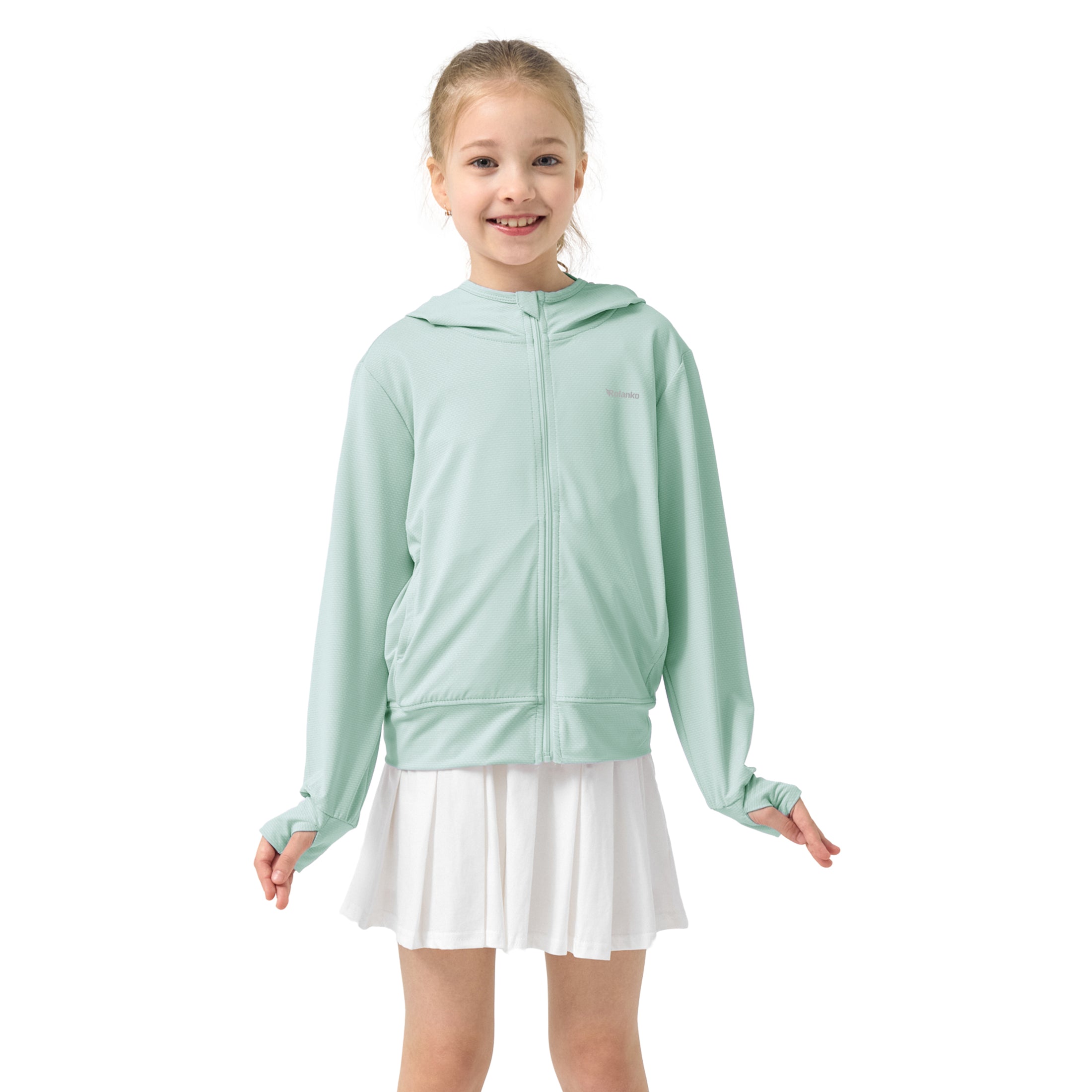 Rolanko Kids Zip Up Sun Hoodie UPF50+ with Thumbholes
