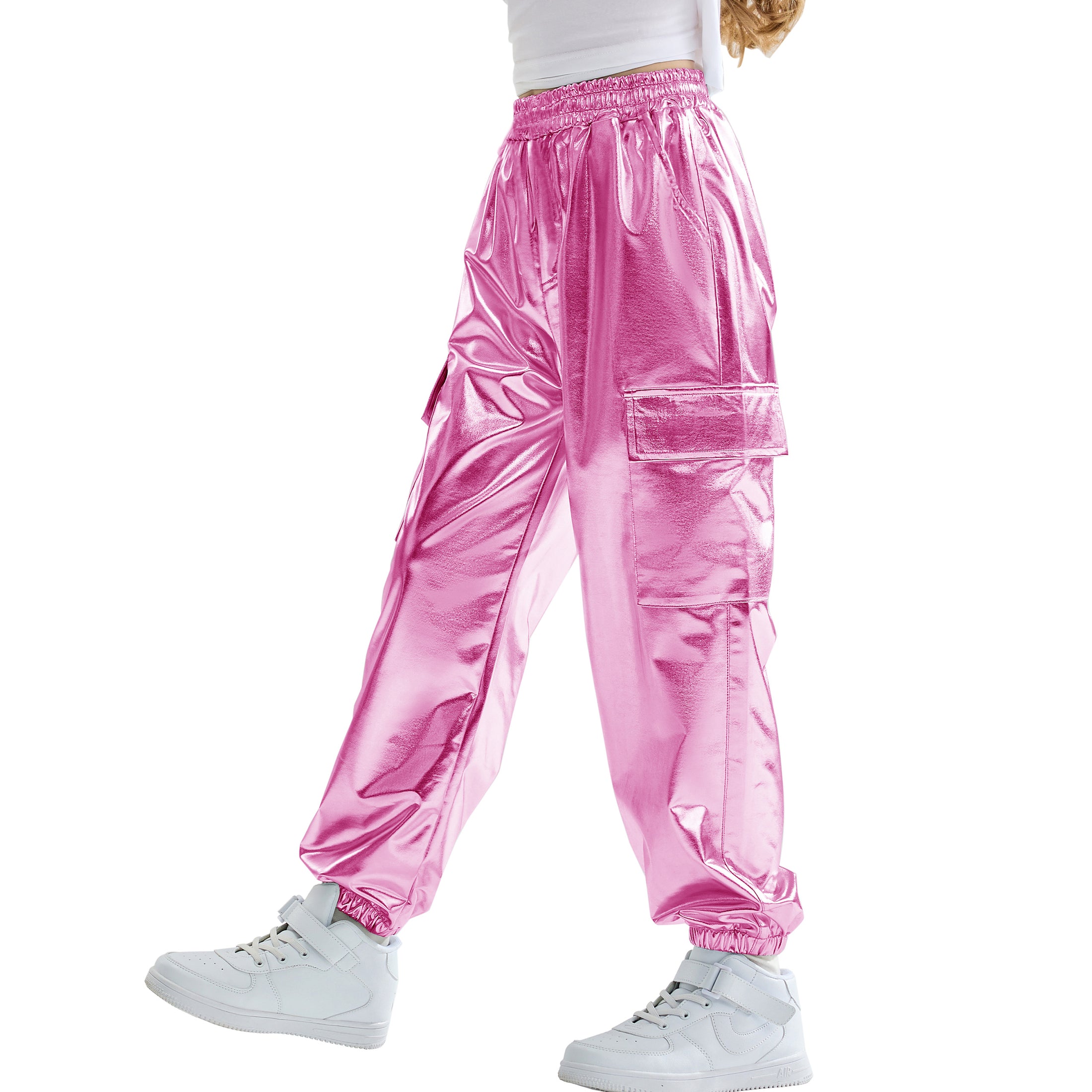 Girls Hip Hop Dance Cotton Cargo Jogger Pants for Kids