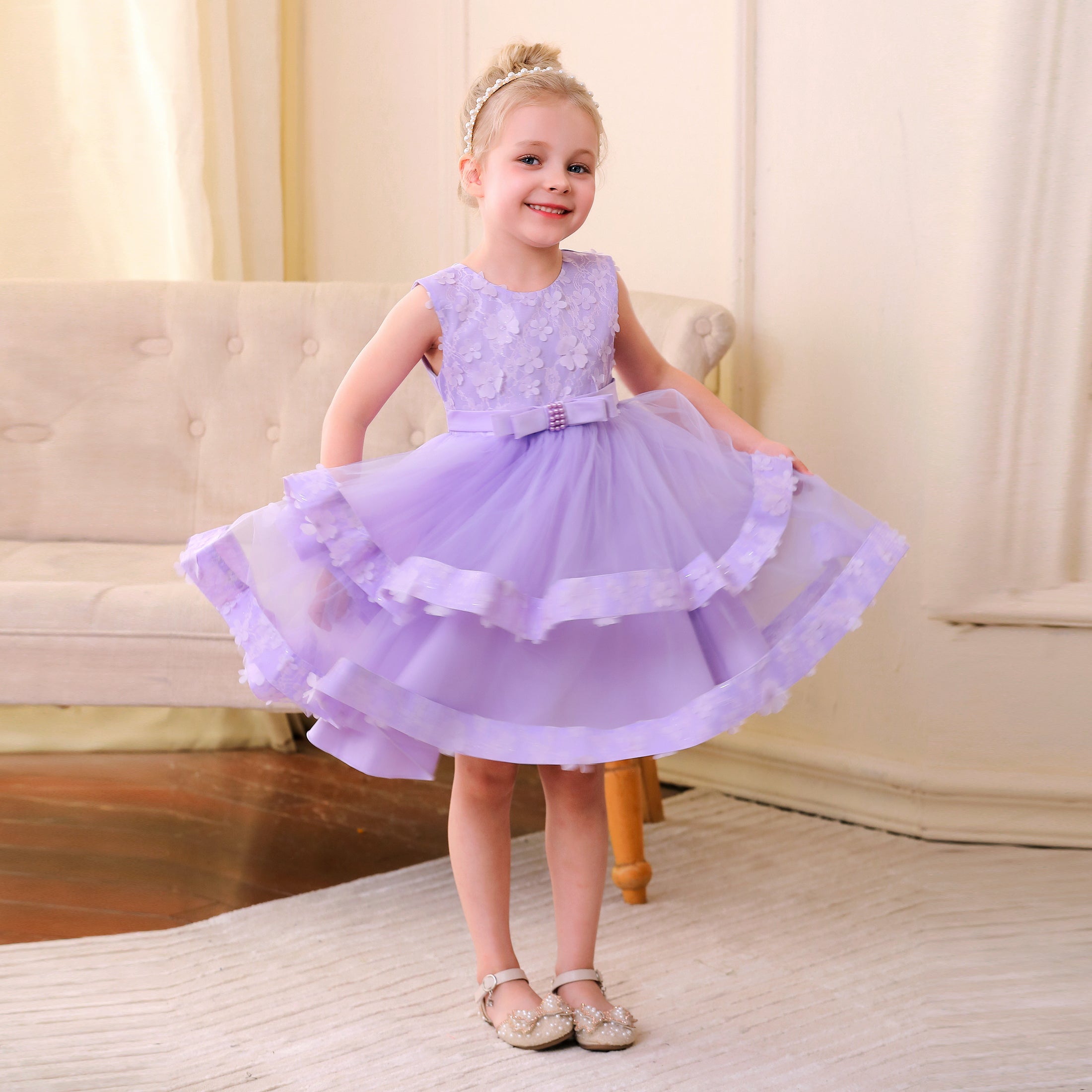 Girls Little Flower Gown Princess Dress