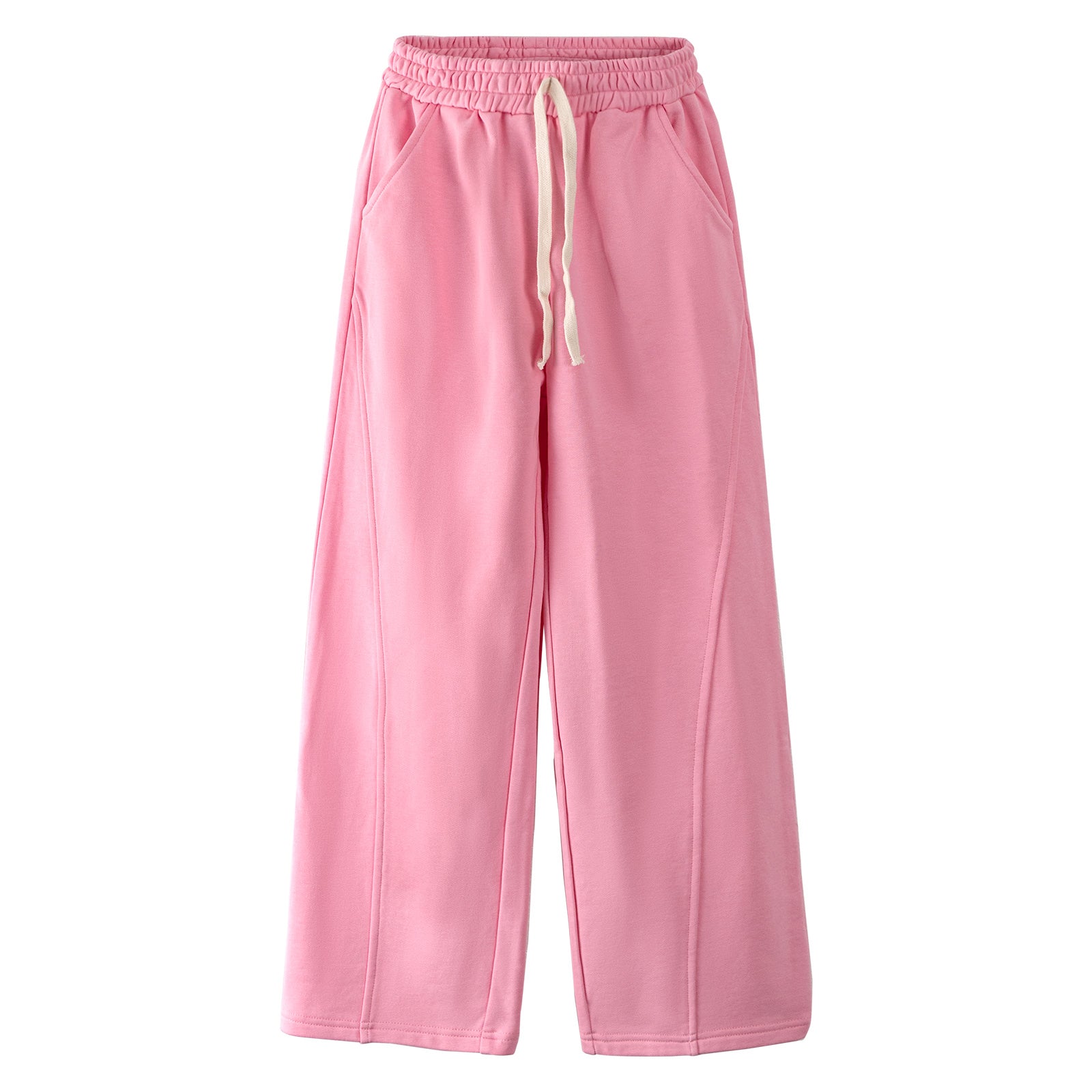 Girls Wide Leg Straight Sweatpants with Pockets