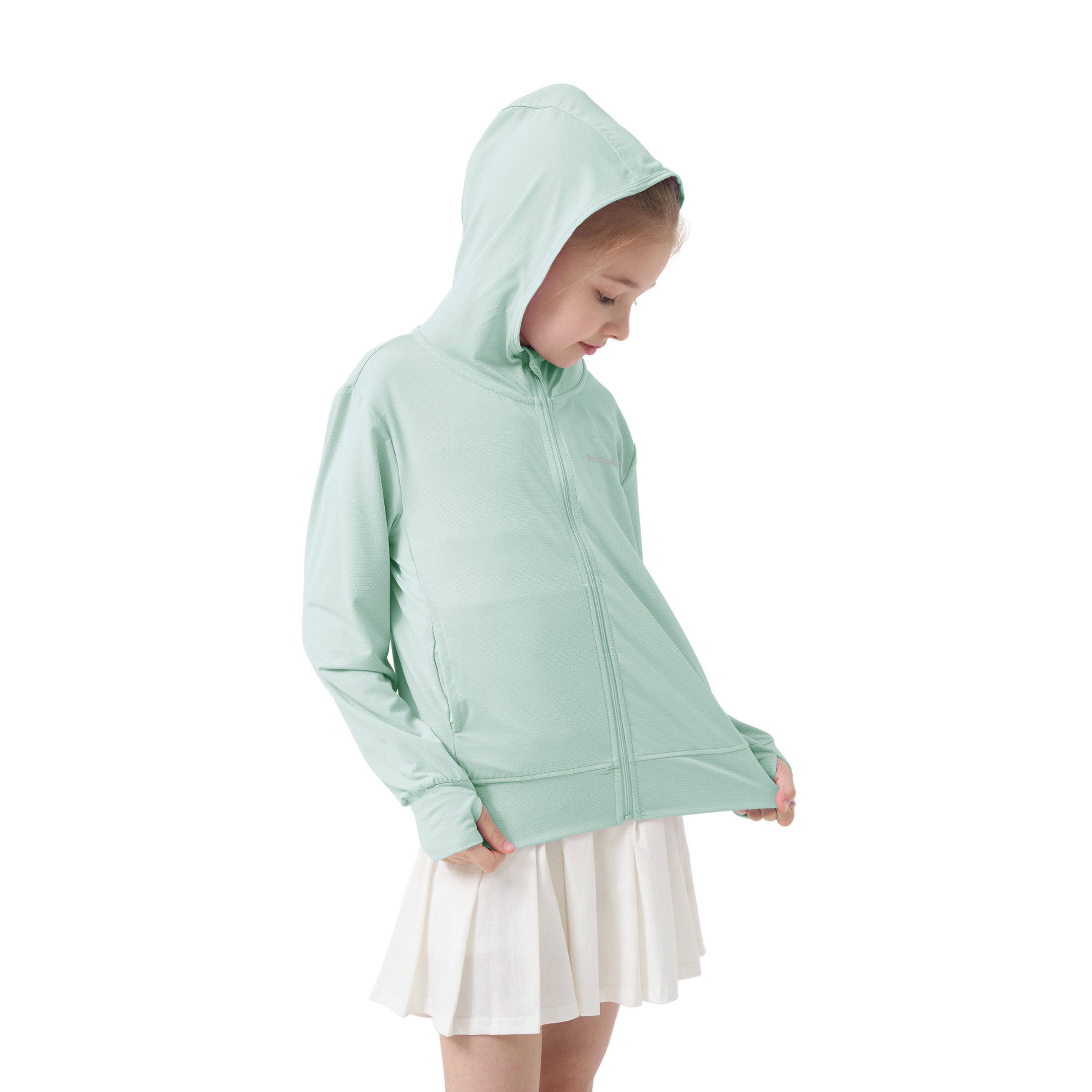 Rolanko Kids Zip Up Sun Hoodie UPF50+ with Thumbholes