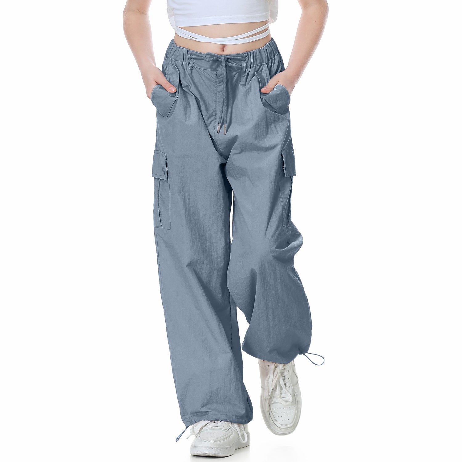 Girl's Baggy Cargo Parachute Trousers