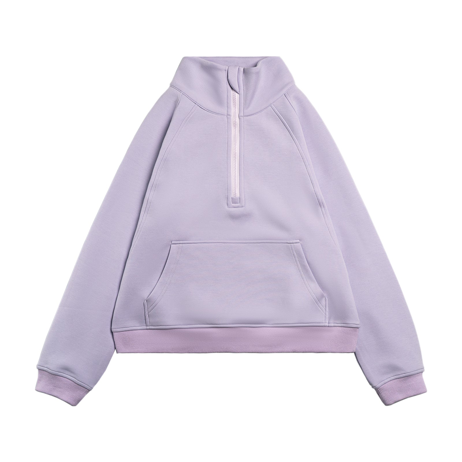 Girls Solid Color Half Zip Half High Neck Sweatshirt