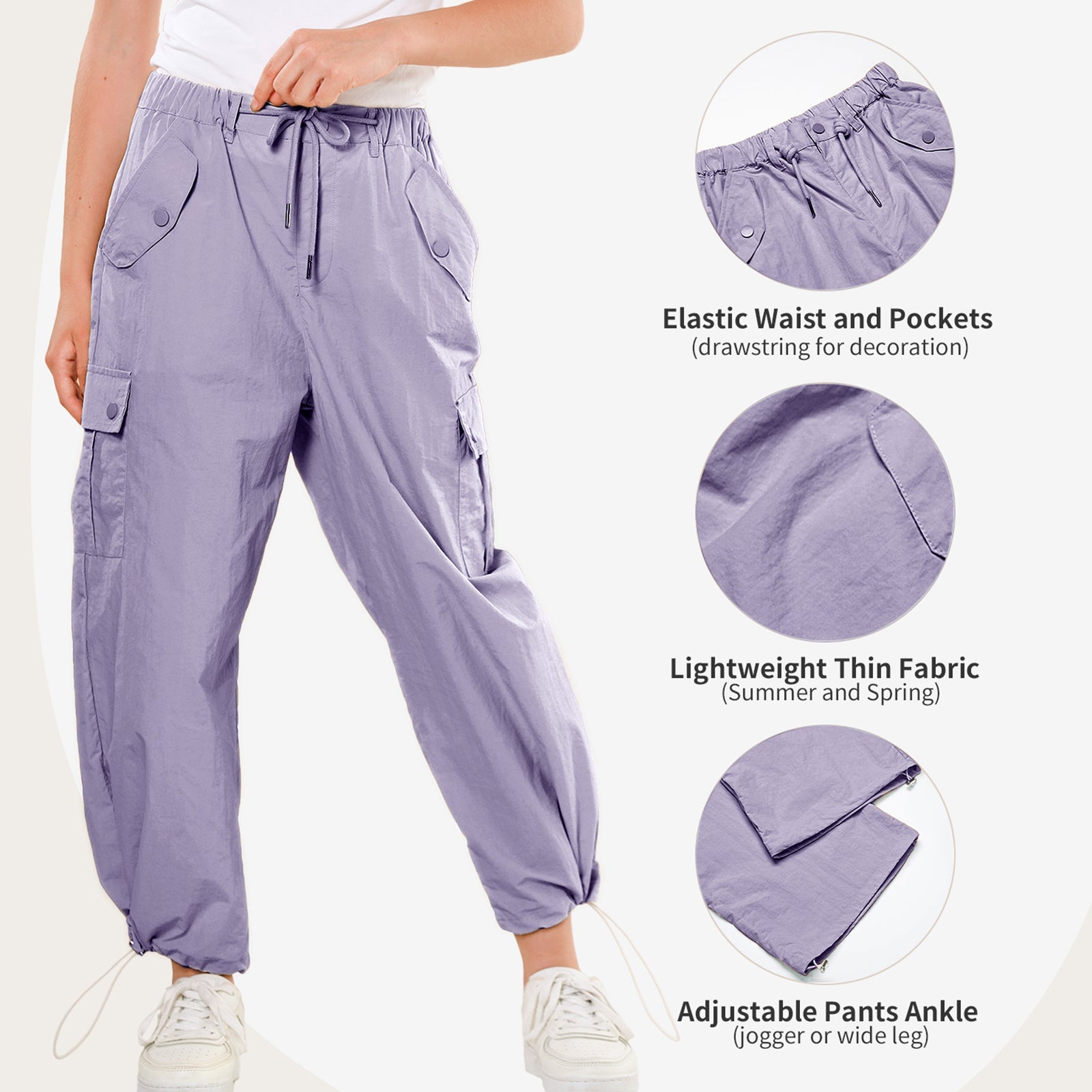 Girl's Baggy Cargo Parachute Trousers