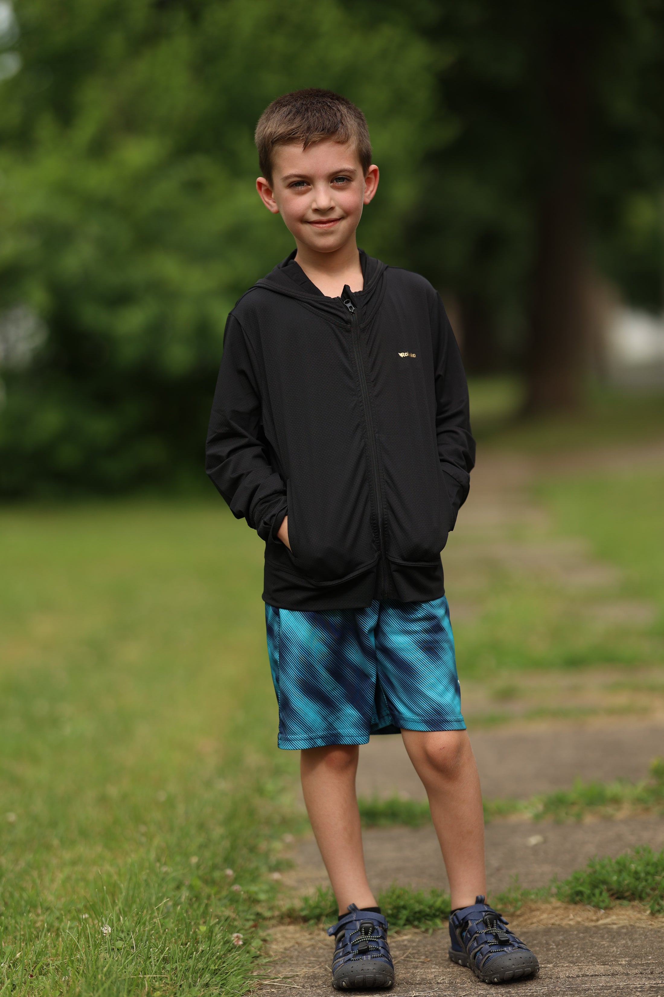 Rolanko Kids Zip Up Sun Hoodie UPF50+ with Thumbholes