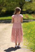 Load image into Gallery viewer, Rolanko Girls Boho Lace Ruffle Sleeve Tiered Flower Maxi Dress with Lining
