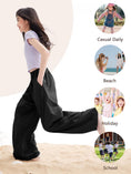 Load image into Gallery viewer, Rolanko Girls Wide Leg Pants Flowy Loose Fit Palazzo Pants for Girls Kids Linen Trousers Casual Beach

