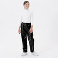 Load image into Gallery viewer, Girls Faux Leather Pants Straight Wide Leg Streetwear Trousers with Pockets
