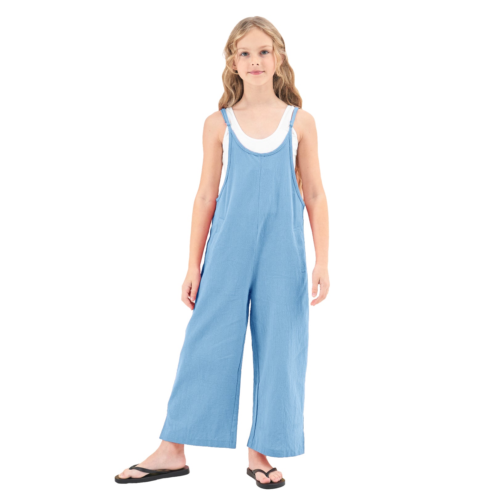 Girl's Sleeveless Wide Leg Jumpsuit