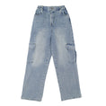 Load image into Gallery viewer, Girls Blue Denim Baggy Cargo Pants
