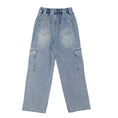 Load image into Gallery viewer, Girls Blue Denim Baggy Cargo Pants
