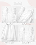 Load image into Gallery viewer, Rolanko Girls Ruffle Sleeve Square Neck Hollow Out Eyelet A Line Beach Vacation dress
