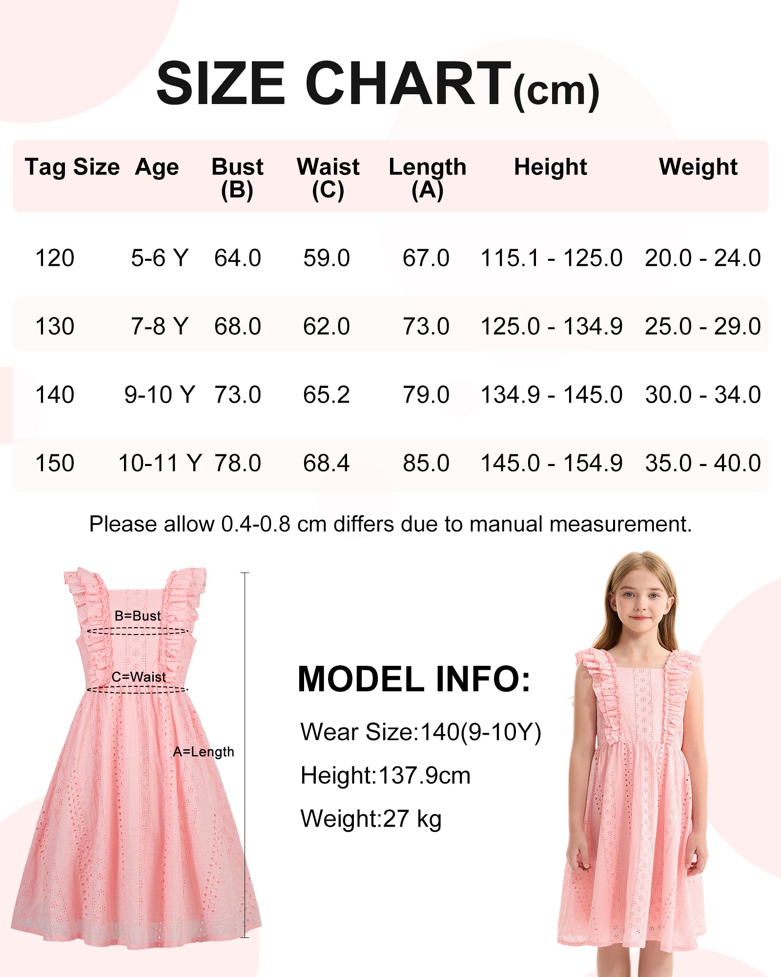 Rolanko Girls Ruffle Sleeve Square Neck Hollow Out Eyelet A Line Beach Vacation dress