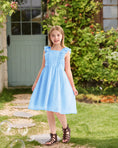 Load image into Gallery viewer, Rolanko Girls Ruffle Sleeve Square Neck Hollow Out Eyelet A Line Beach Vacation dress
