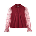 Load image into Gallery viewer, Girls Long Sleeve Shirts Chiffon Blouses with Polka Dot
