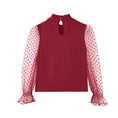 Load image into Gallery viewer, Girls Long Sleeve Shirts Chiffon Blouses with Polka Dot
