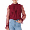 Load image into Gallery viewer, Girls Long Sleeve Shirts Chiffon Blouses with Polka Dot
