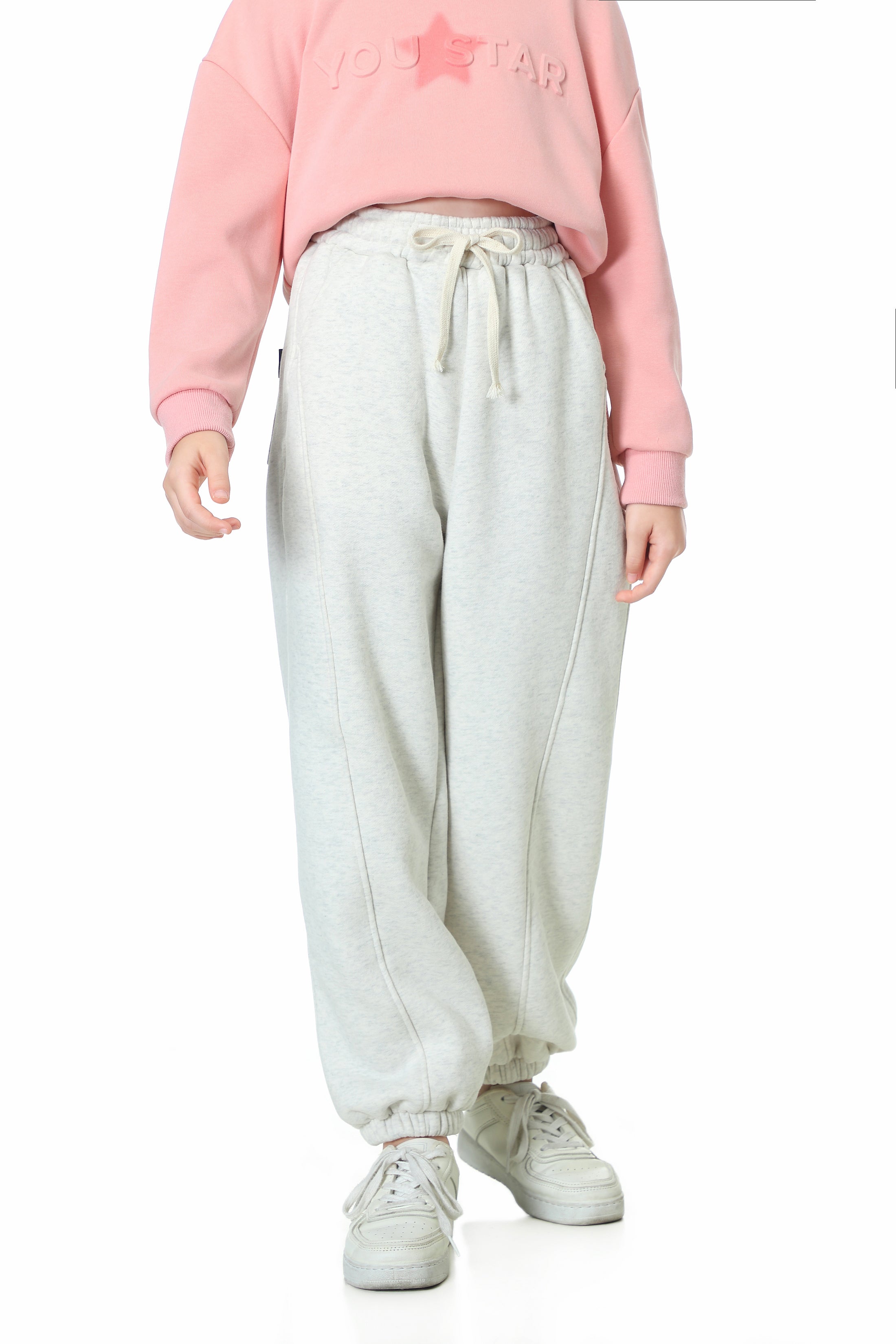 Girls Fleece Sweatpants Baggy Jogger Pants High Waist with Pockets