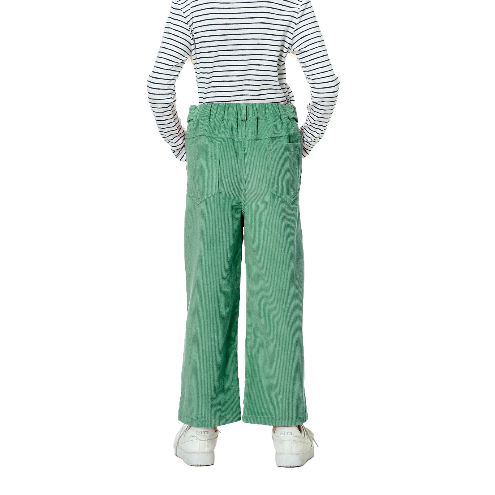 Girls Corduory Pull On Elastic Waist Straight Leg Trousers