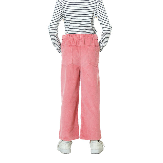 Girls Corduory Pull On Elastic Waist Straight Leg Trousers