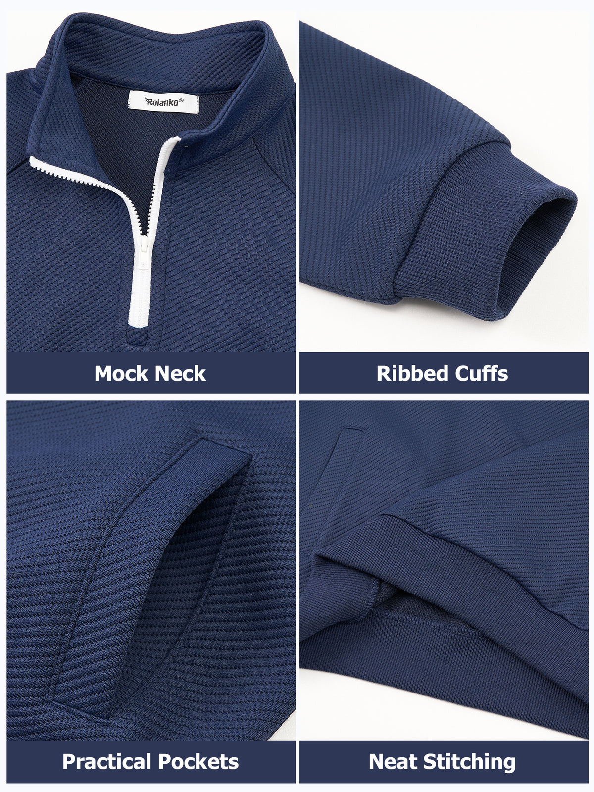 Boys Quarter Zip Pullover, Textured Sweatshirt Long Sleeve