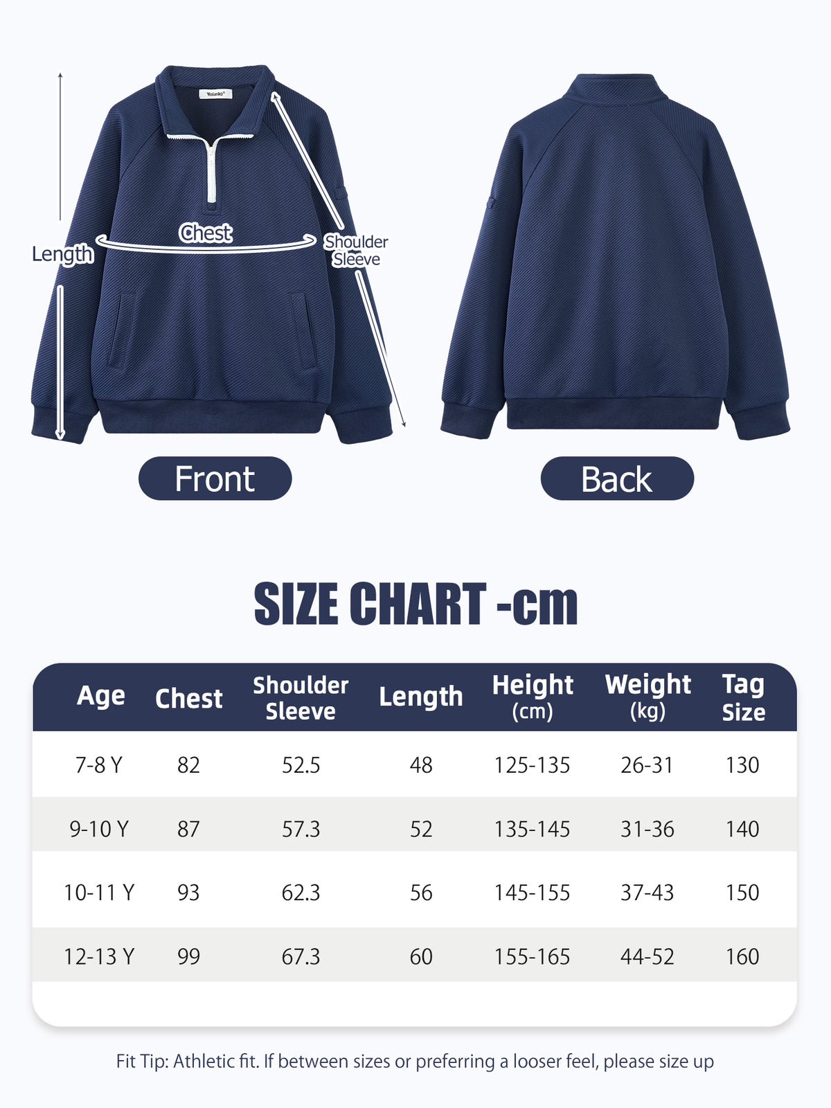 Boys Quarter Zip Pullover, Textured Sweatshirt Long Sleeve
