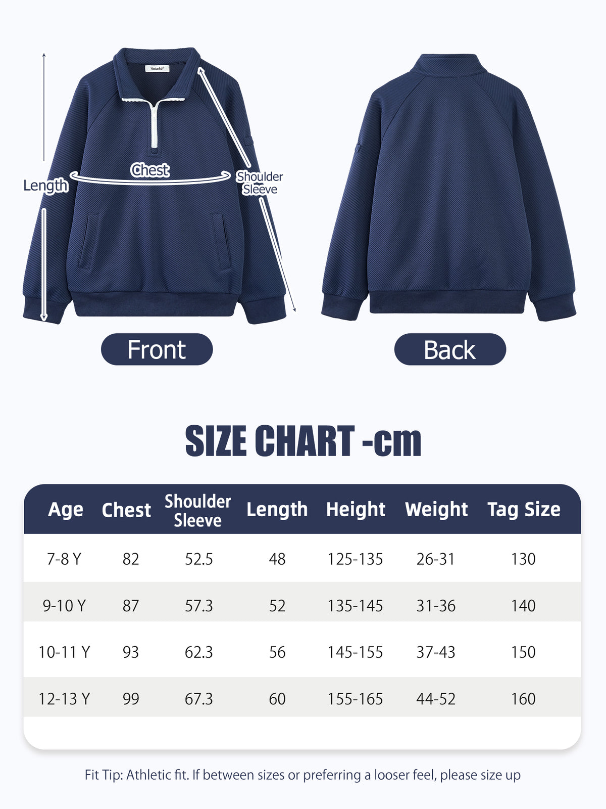 Boys Quarter Zip Pullover, Textured Sweatshirt Long Sleeve