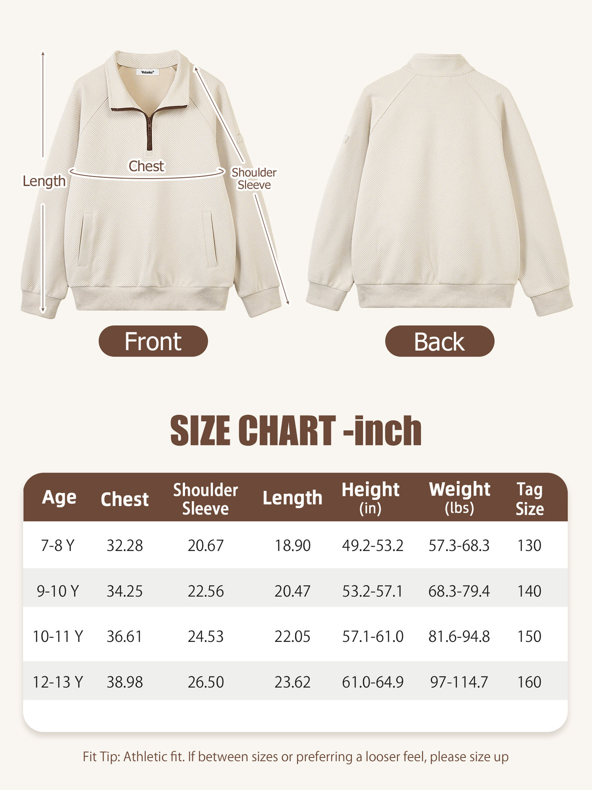 Boys Quarter Zip Pullover, Textured Sweatshirt Long Sleeve