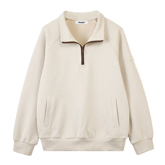 Boys Quarter Zip Pullover, Textured Sweatshirt Long Sleeve